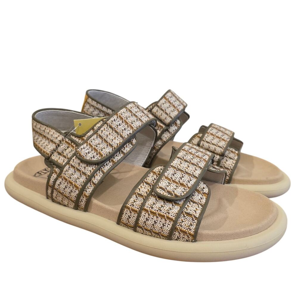 ly London PAAV228FLY Sandals Women 41 Khaki Bumblebee Houndstooth NWT